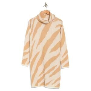 Stitchdrop Sitka Dress Turtleneck Long Sleeve Sweater Ice Zebra Stripe NWT Small